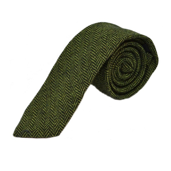 Cornichon vert & noir Herringbone cravate
