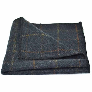 Heritage Check Navy Blue Pocket Square / Handkerchief