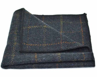 Heritage Check Navy Blue Pocket Square / Handkerchief