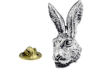 Hare Head Pewter Lapel Pin / Badge
