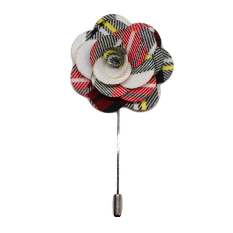 Tartan Flower Lapel Pin / Corsage / Buttonhole / Boutonnière - Red ...