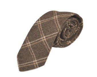 Heritage Pecan Brown Check Tie