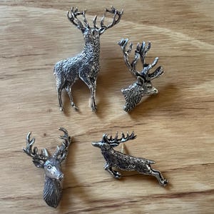 Stag Pewter Lapel Pin / Badge - Standing, Jumping, Face On Options
