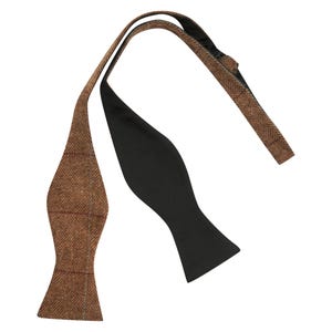 Wool Brown Herringbone Suspenders Bow Tie