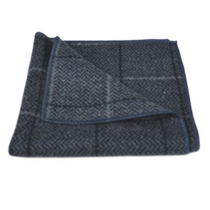 Graphite Grey Herringbone Check Pocket Square / Handkerchief