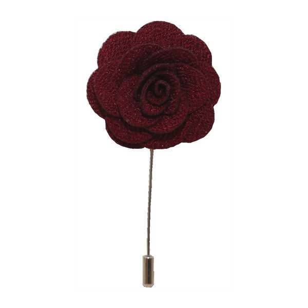 Burgundy Flower/Rose Lapel Pin / Corsage / Buttonhole / Boutonnière