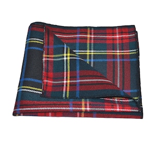 Traditional Dark Green & Black Tartan Pocket Square / Handkerchief