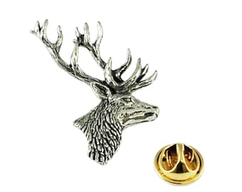 Stags Head Pewter Lapel Pin