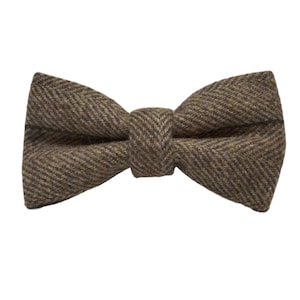 Peanut Brown Herringbone Check Bow Tie