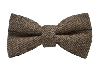 Arachidi Herringbone marrone Check Bow Tie