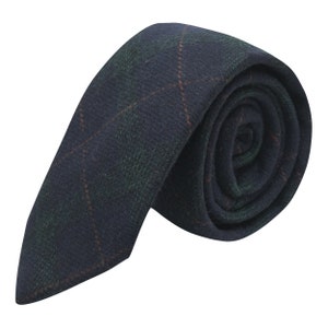 Navy Blue & Dark Green Check Tie / Necktie