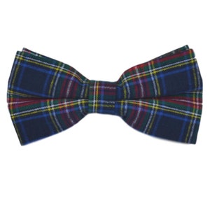 Traditional Navy Blue Tartan Bow Tie