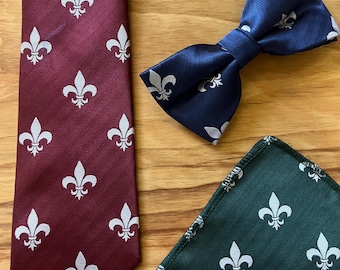 Cravate En Soie Brochier Soieries - Fleurs De Lys Marine | Cravate Lyonnaise Made In France