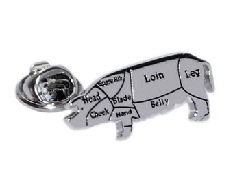 Butchers Cuts of Pork Pig Lapel Pin