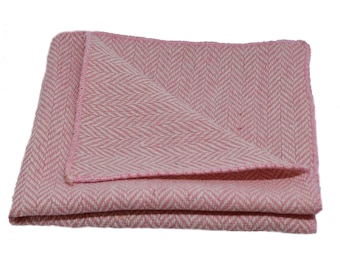 Candy Pink & Cream Herringbone Pocket Square / Handkerchief