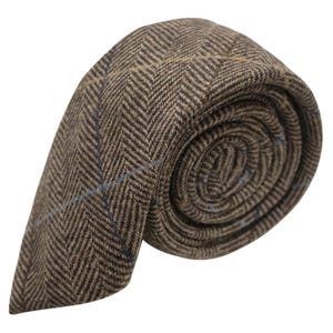 Walnut Brown Herringbone Check Tweed Tie