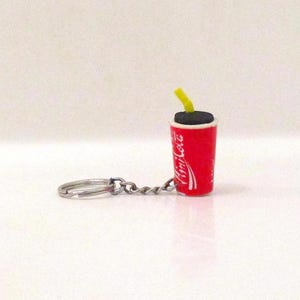 Cola keychain, Soda pop Keychain, Fast food drink Keychain,