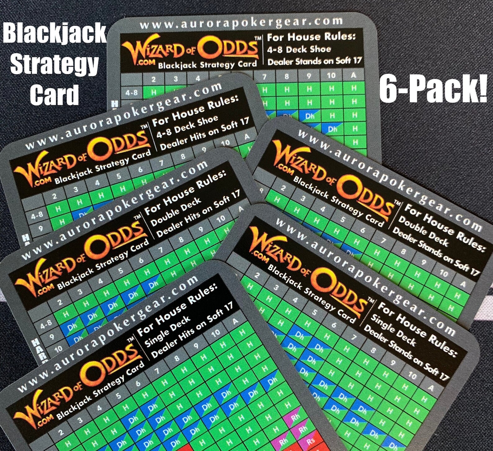 Wizard of Odds Blackjack Strategy Cards 6pack Contains Etsy