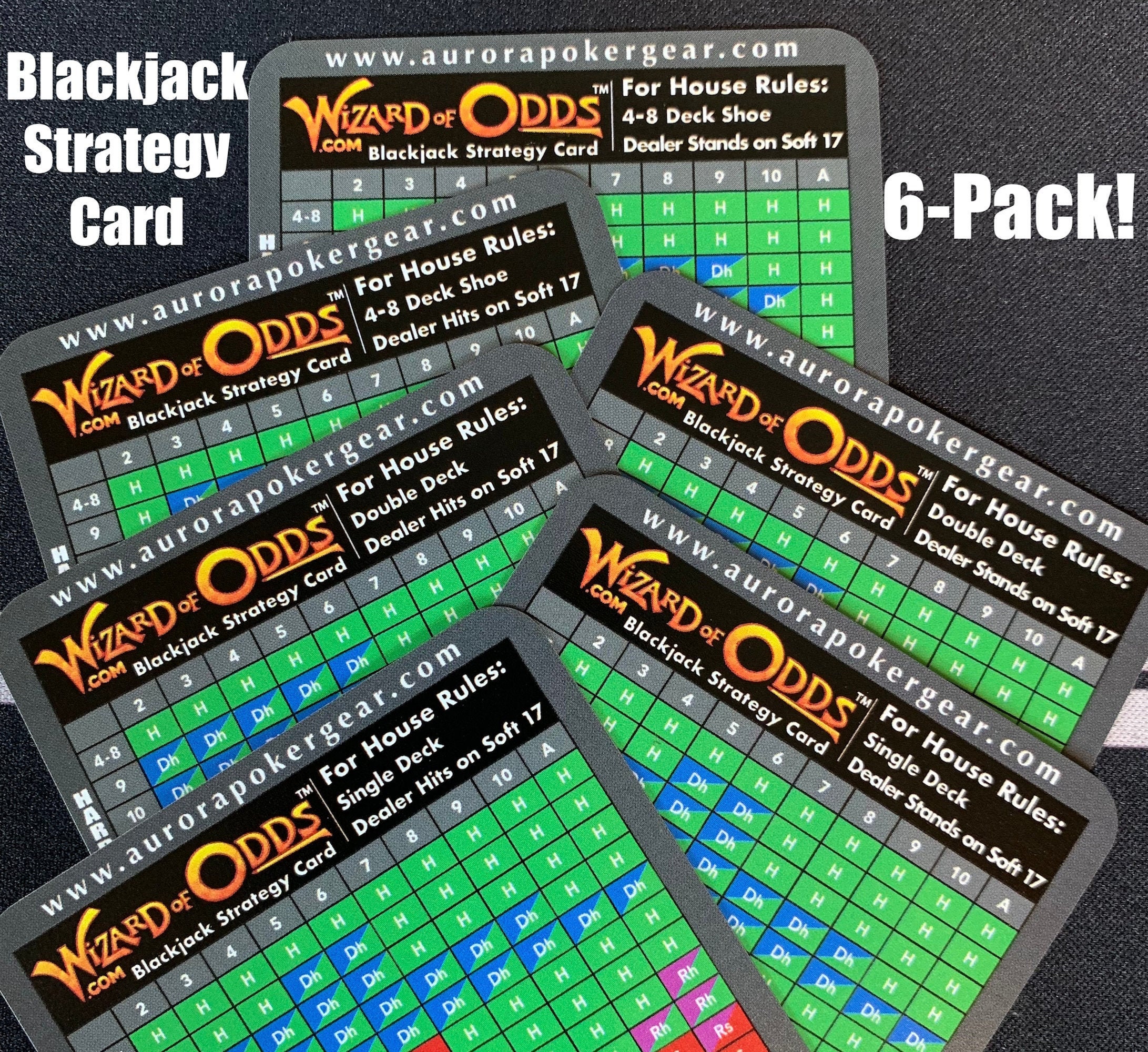 Wizard of Odds Blackjack Strategy Cards 6-pack Contains - Etsy