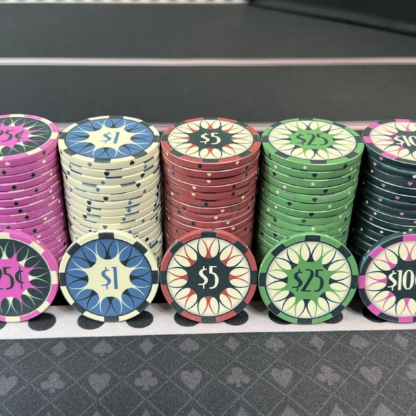 Summer Solstice Poker Chips - Casino-Style Ceramic Poker Chips for Casino Party Fun - Full-Color Printed Poker Chips with Denominations