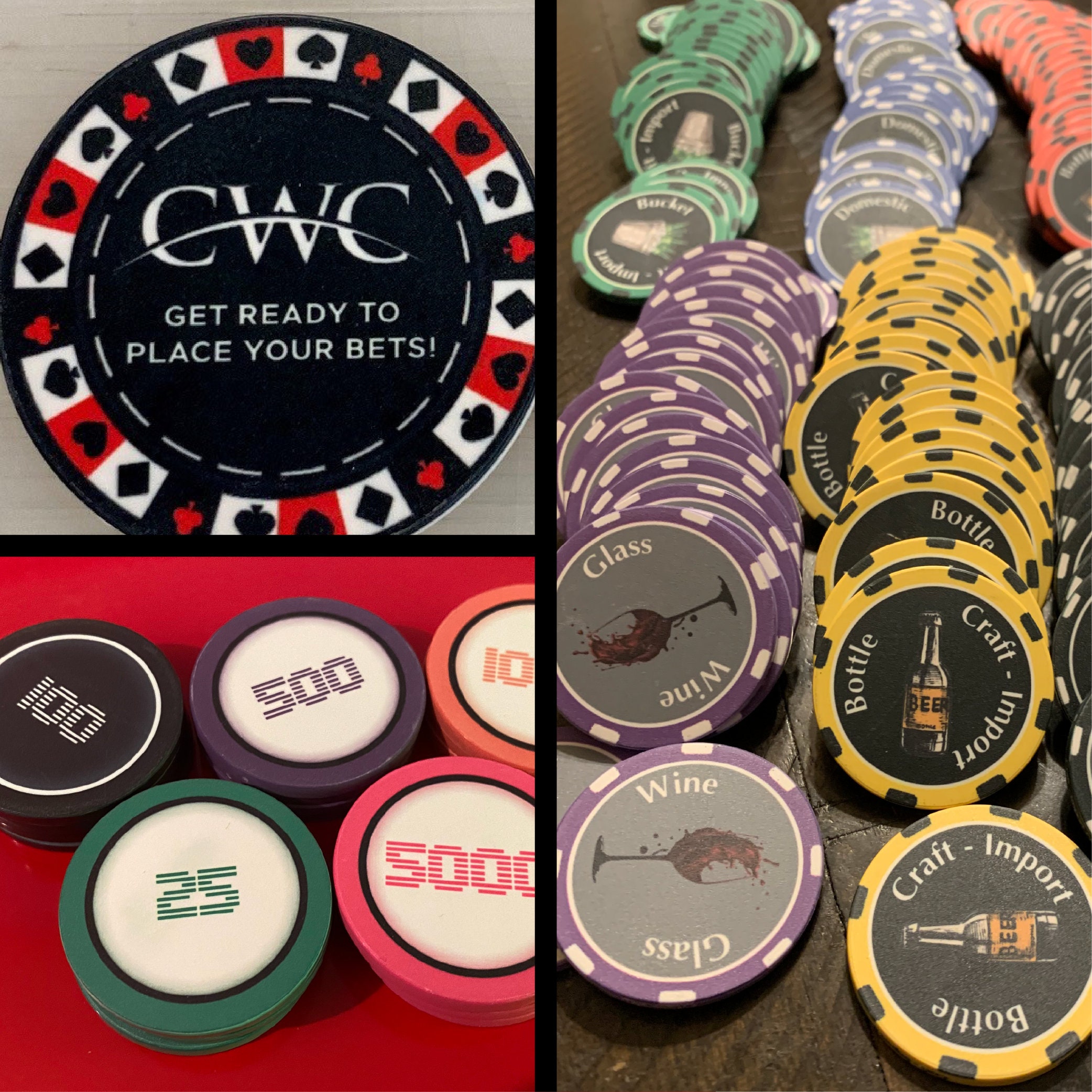 Custom Poker Chips Your Image Text Font Colors Stripes Etsy