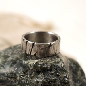 Men's Rugged Norse Wedding Ring in Pewter image 2