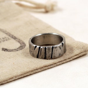 Men's Rugged Norse Wedding Ring in Pewter image 1