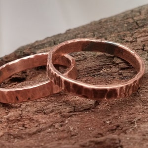 Thin 3mm Distressed Copper Band with Natural Hammered Texture
