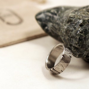 Men's Rugged Norse Wedding Ring in Pewter image 3