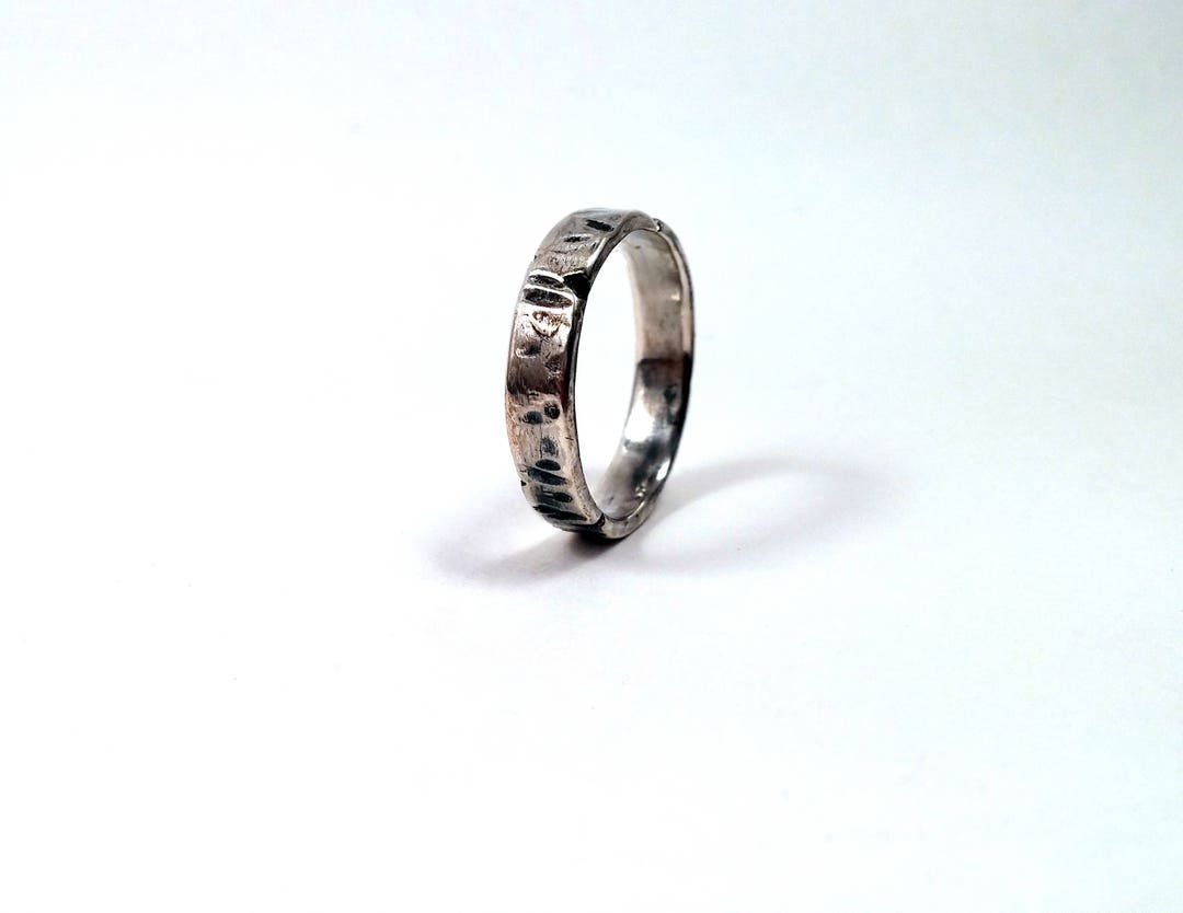 Rugged Handmade Solid Sterling Silver Slim Distressed Ring - Etsy
