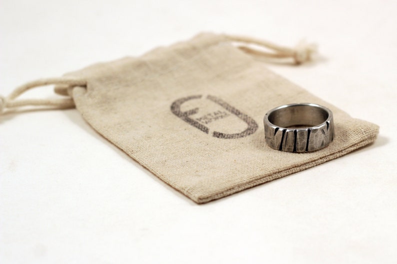 Men's Rugged Norse Wedding Ring in Pewter image 1