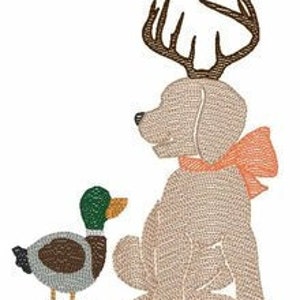 Deer Puppy with Bow Quick Stich Embroidery