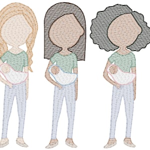 Moms with Baby (Build Your Own Family) Quick Stitch Embroidery
