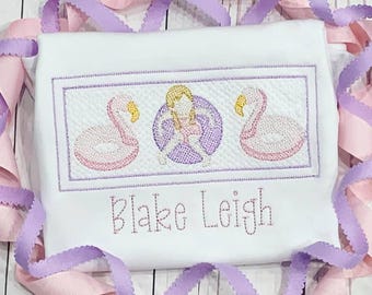 Fabric Bordered Faux Smocked Pool Girl and Floats Quick Stitch Embroidery