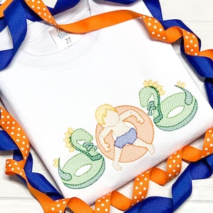 Pool Boy in Float with Dino Floats Trio Quick Stitch