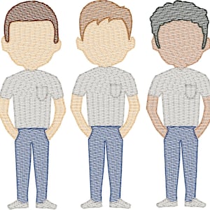 Dads in T-shirt  (Build Your Own Family) Quick Stitch Embroidery