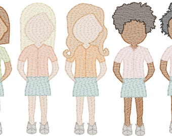 Girls in Skirts (Build Your Own Family) Quick Stitch Embroidery