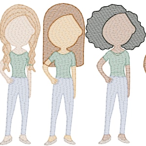 Moms in T-shirts (Build Your Own Family) Quick Stitch Embroidery