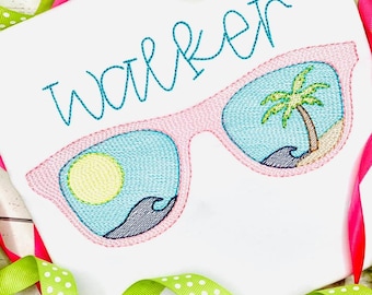 Beach View Sunglasses Quick Stitch Embroidery