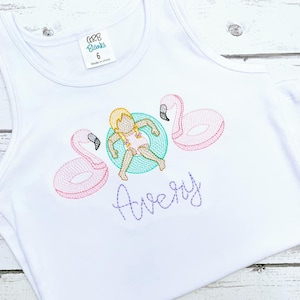 Pool Float Girl Trio Quick Stitch Embroidery
