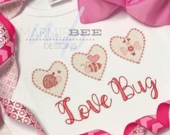 Faux Smock Love Bug Trio + Singles Quick Stitch Embroidery