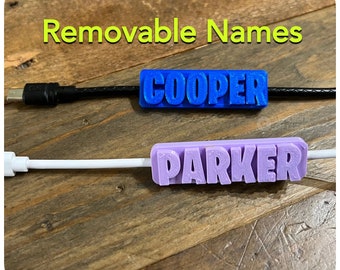 Removable Personalized Name tags for phone cables. iPhone, Android, gaming controller, usb, usbc, lightning, universal, trendy kids gift