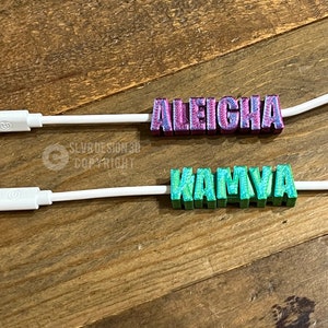 Personalized usb apple lightning or iPhone 15 usb-c cable cord custom made iPad trendy birthday gift kids lost trending android image 6