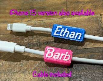 Personalized usb apple lightning or usb-c cable iphone android pink blue