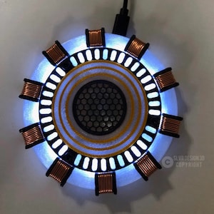 Wireless Phone Charger: LED Light, Iron Arc Stark Reactor Style