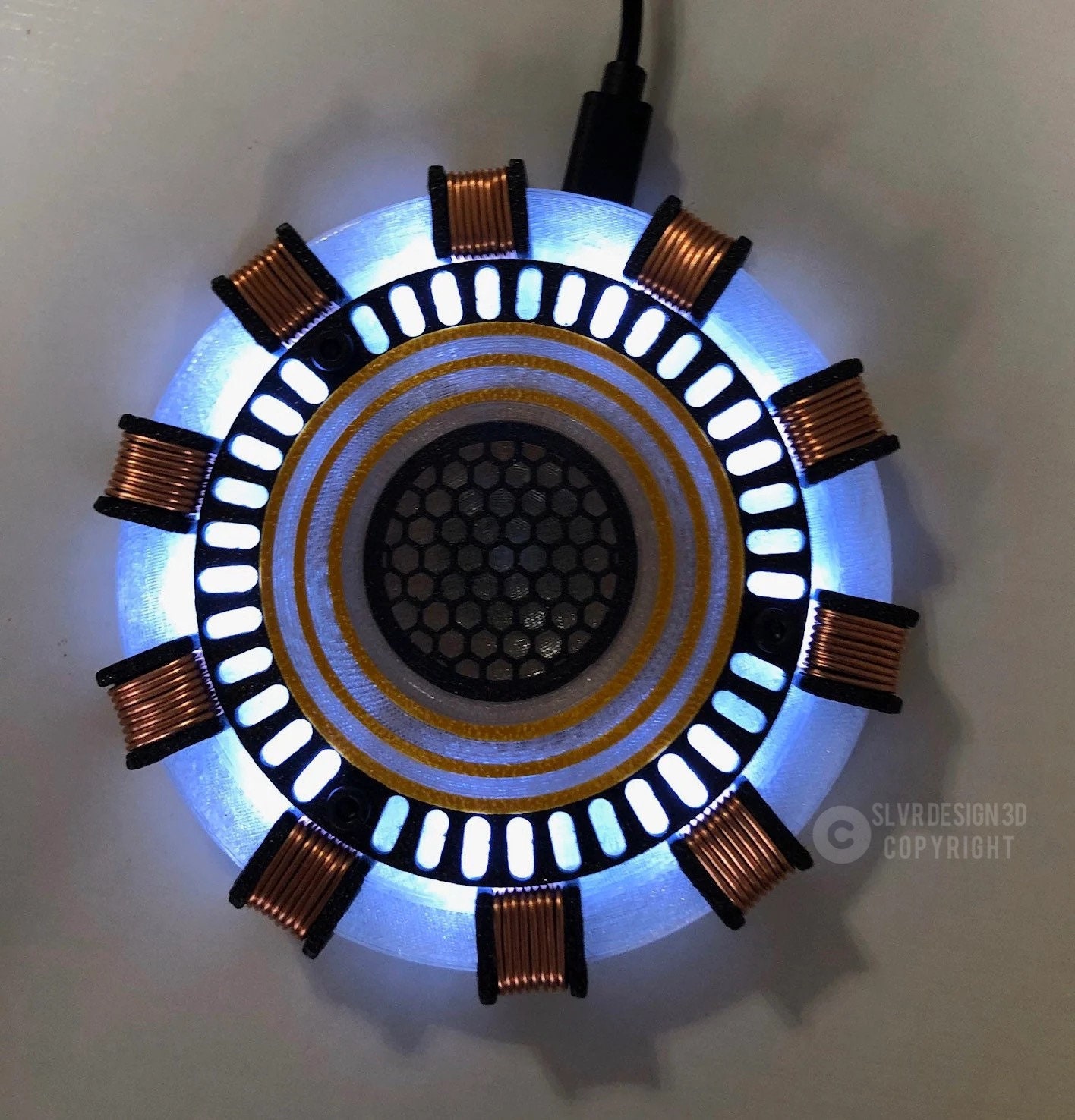 LED Cell phone wireless charger for Qi Enabled Phones. Iron stark arc reactor style Tony apple iPhone Samsung new custom trendy gift hero