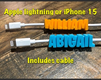 Personalized usb apple lightning or iphone 15 usb-c cable cord custom made iPad trendy birthday gift kids lost trending android