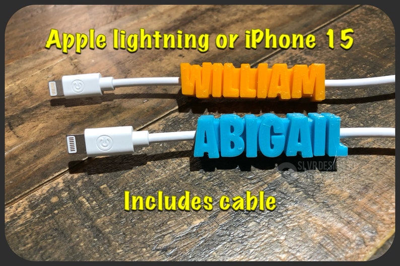 Personalized usb apple lightning or iPhone 15 usb-c cable cord custom made iPad trendy birthday gift kids lost trending android image 1