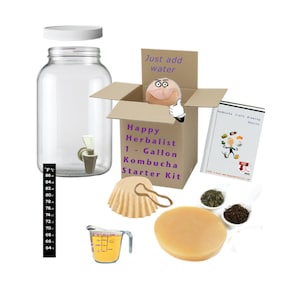 Kombucha Complete Kombucha Brewing kit with One Gallon Glass Jar with spigot