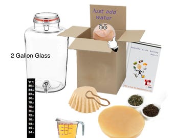 Complete Kombucha Starter Kit includes 2  Gallon Jar and Brewing Guide